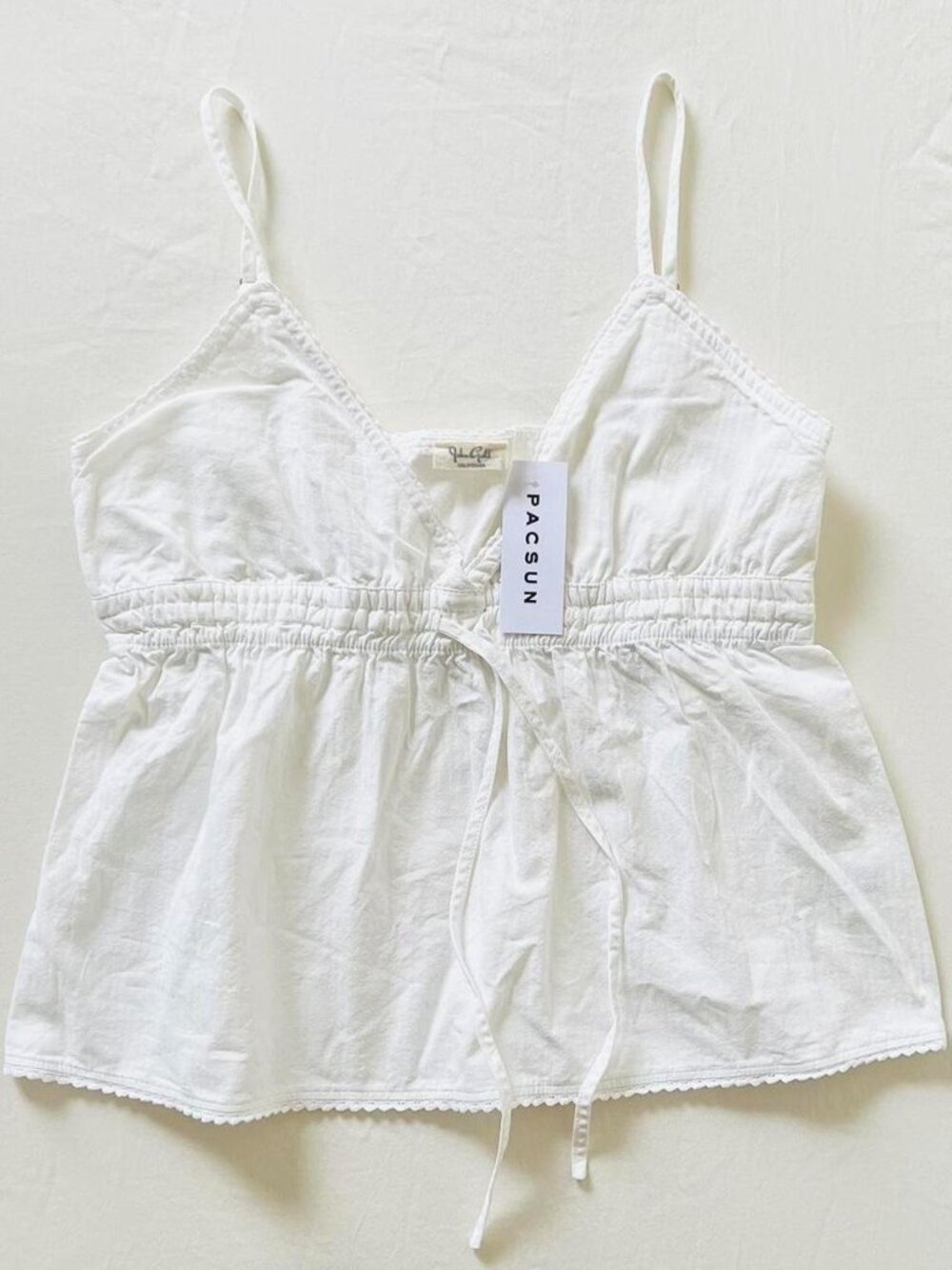 BNWT Brandy Melville-John Galt White Tiffany-Edith Front Tie Tank 19.5 x 15